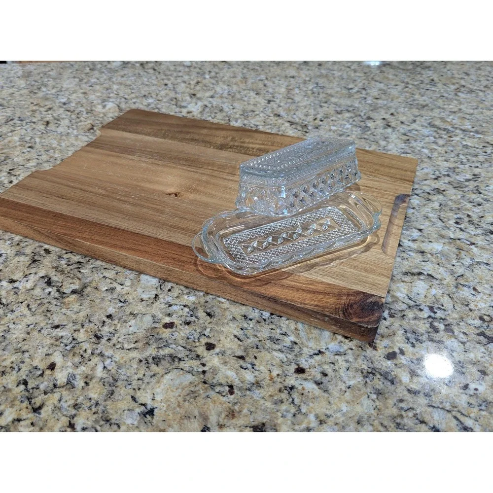 Vintage Pressed Glass Butter Dish with Lid